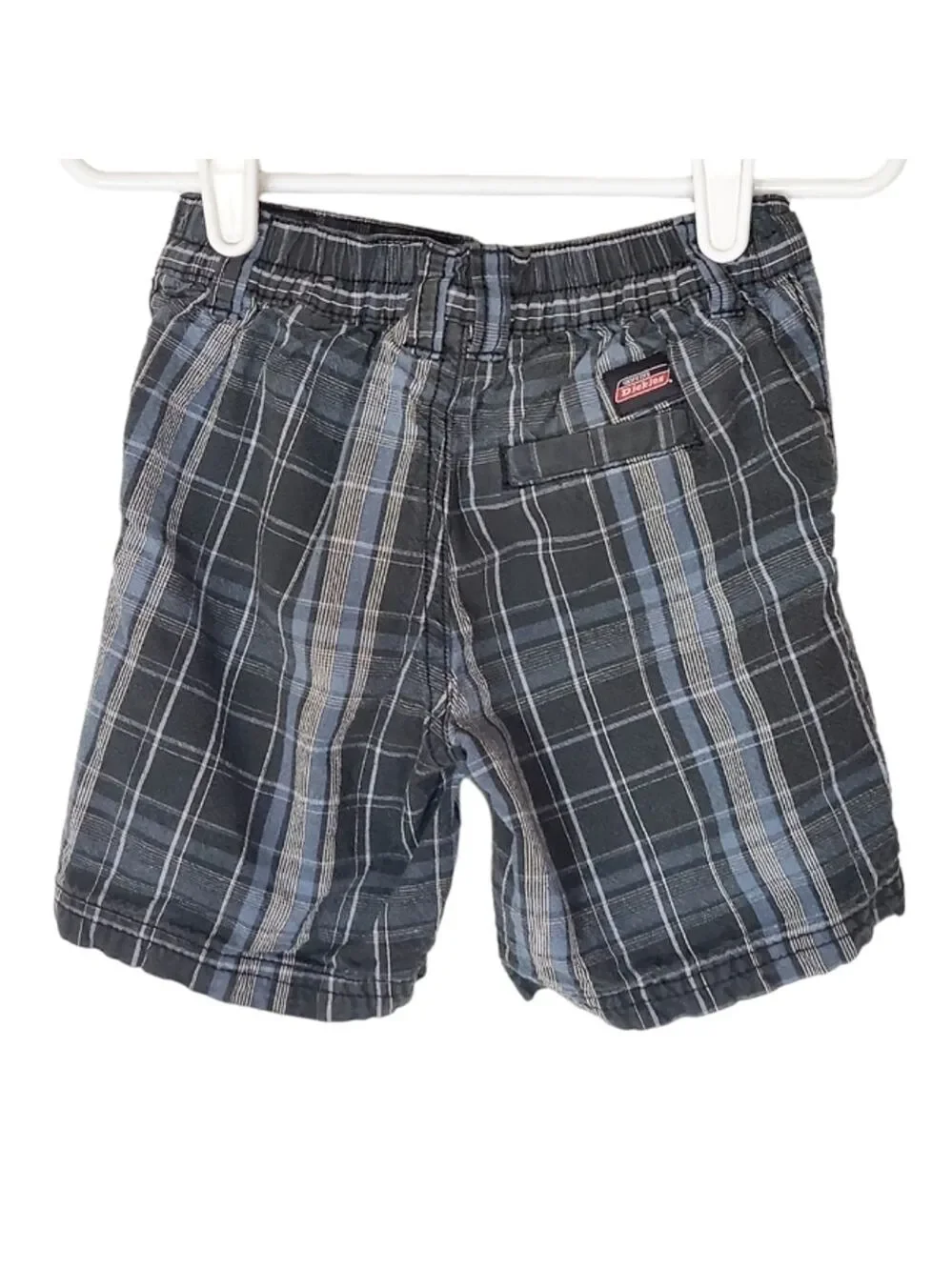 K1265 * Dickies Boys Plaid Shorts Black/Gray Blue Size 18M
